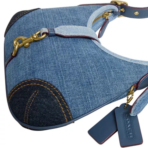 Coach Denim Hamptons Hobo Shoulder Bag Blue Denim adjustable - Picture 7 of 16